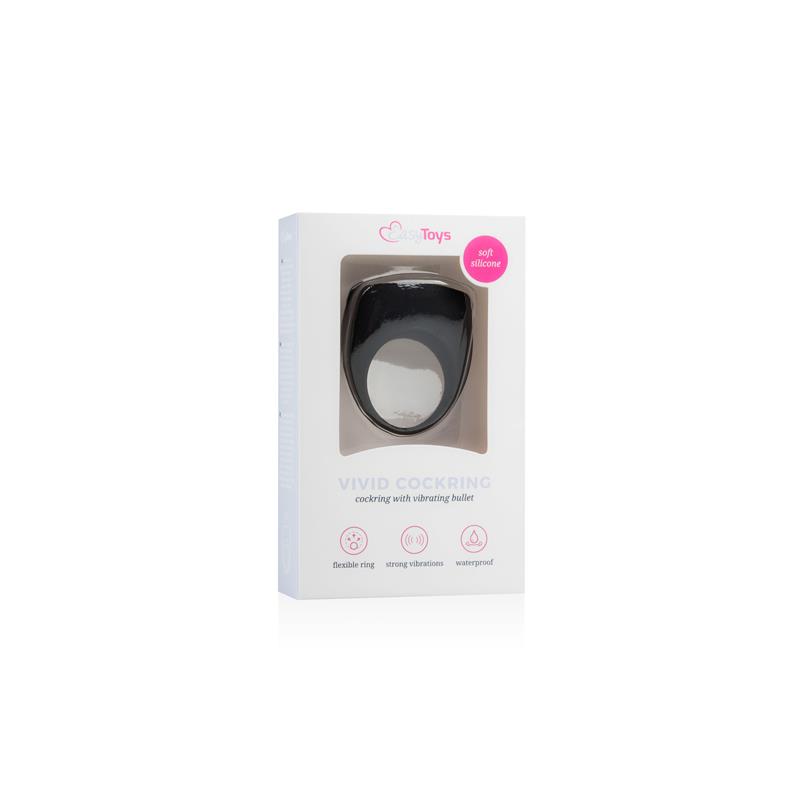 Anillo para Pene con Vibración Silicona - Negro - Imagen 4
