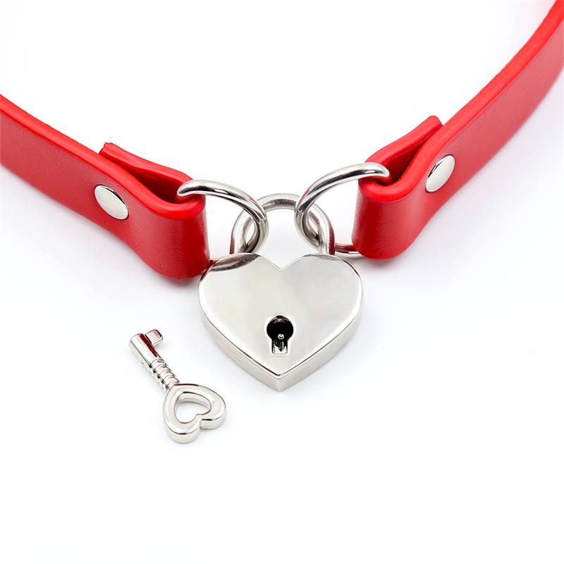 Collar con Candado de Corazón Cuero Vegano Talla Única - Imagen 4