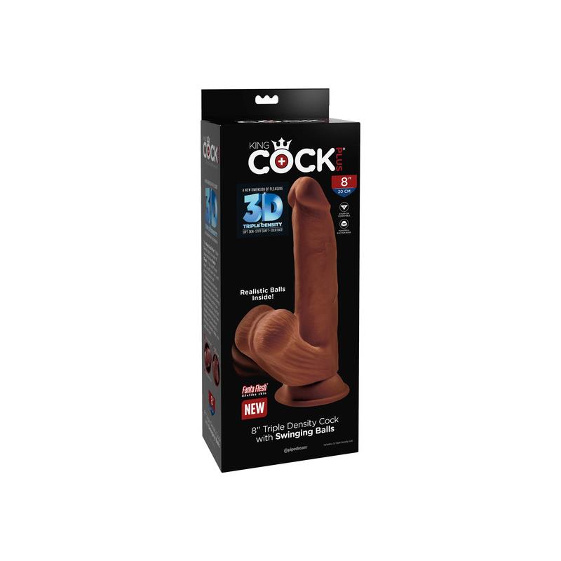 Dildo Triple Densidad Testículos Oscilantes 8 Caramelo - Imagen 3