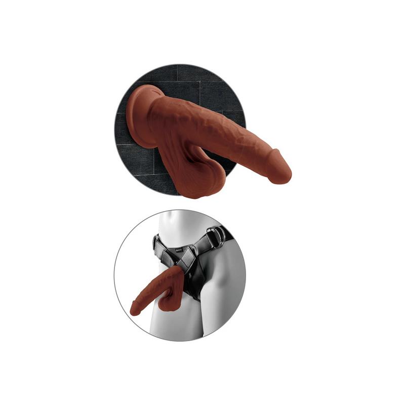 Dildo Triple Densidad Testículos Oscilantes 8 Caramelo - Imagen 6