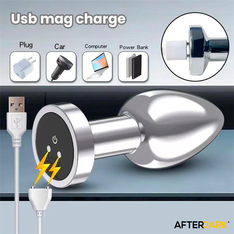 Dimpor Plug Anal Cromado con Vibración USB Magnético Talla M - Imagen 13