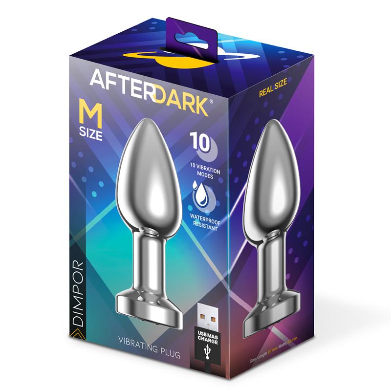 Dimpor Plug Anal Cromado con Vibración USB Magnético Talla M - Imagen 4