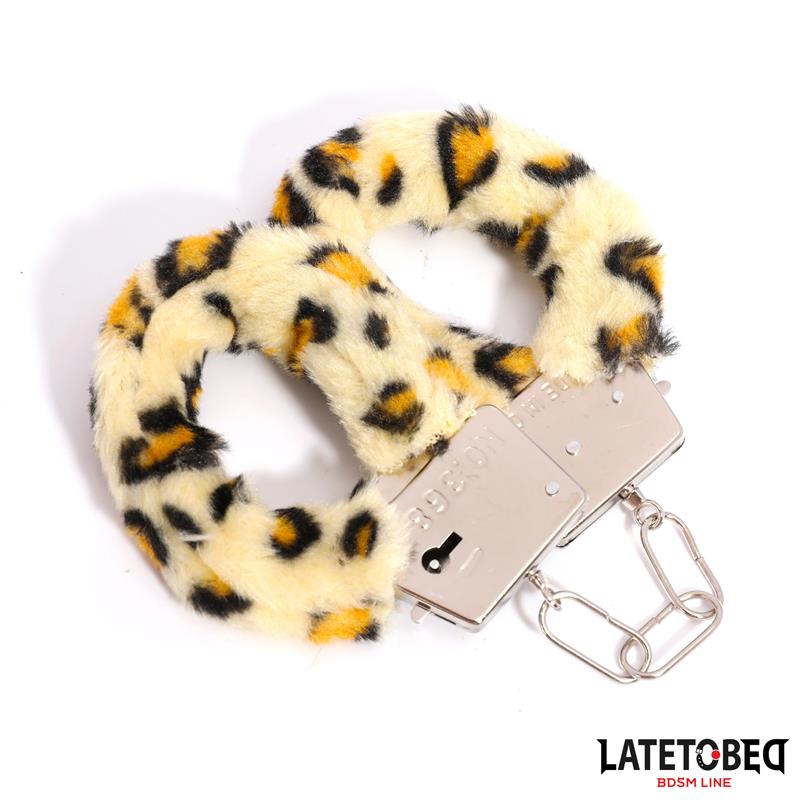 Esposas de Metal Furry con Pelo Animal Print Leopardo - Imagen 5