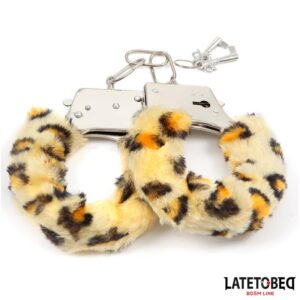 Esposas de Metal Furry con Pelo Animal Print Leopardo
