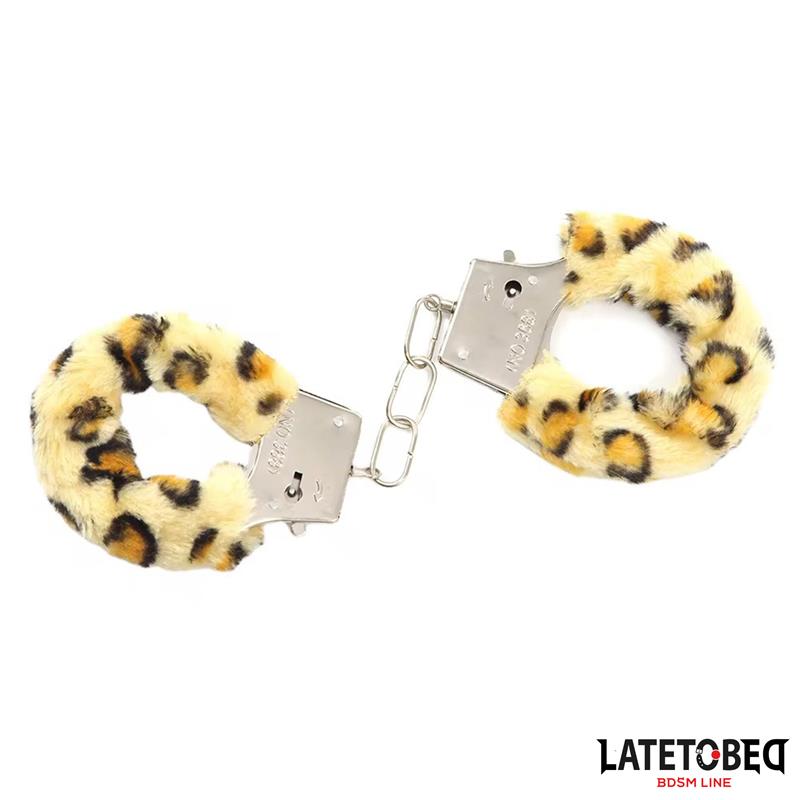 Esposas de Metal Furry con Pelo Animal Print Leopardo - Imagen 7