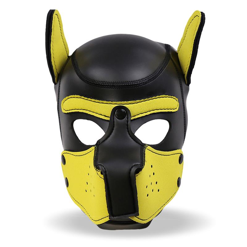 Hound Máscara de Perro Neopreno Hocico Extraíble Negro/Amarillo Talla Única - Imagen 5