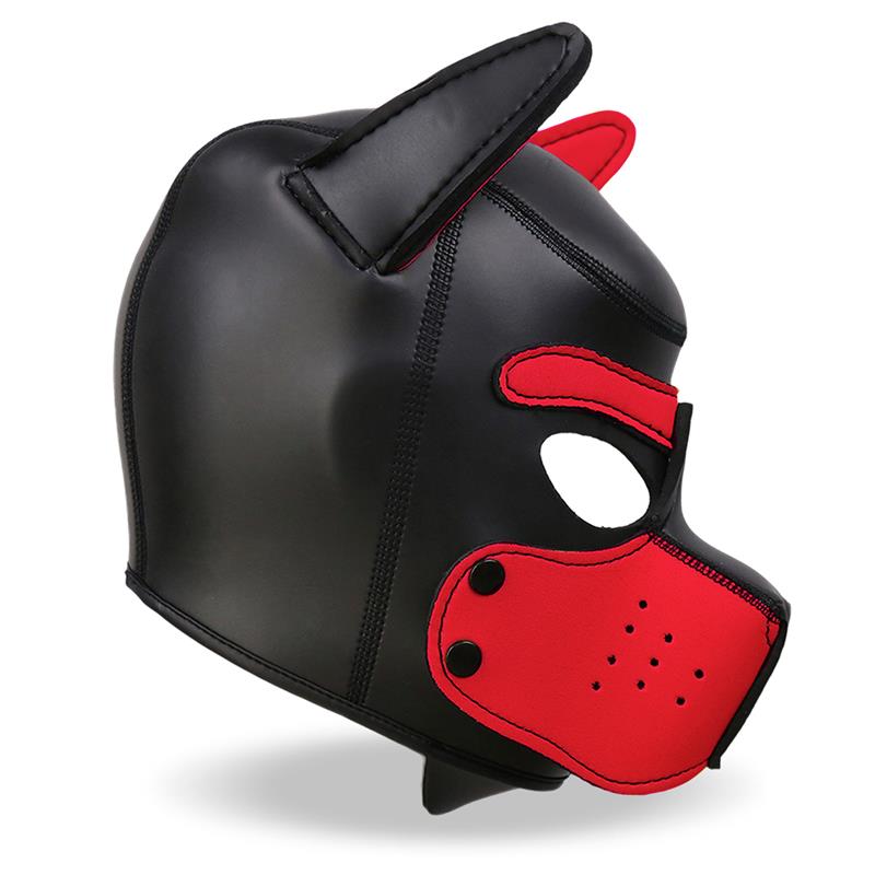 Hound Máscara de Perro Neopreno Hocico Extraíble Negro/Rojo Talla Única - Imagen 6