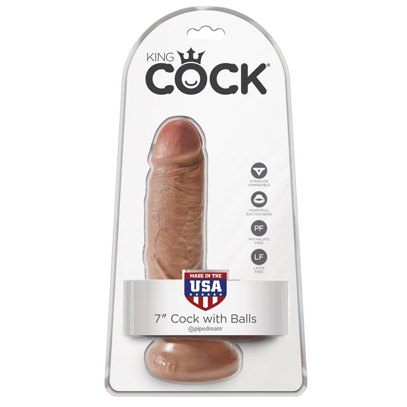King Cock Pene con Testículos de 7 - Bronceado - Imagen 6