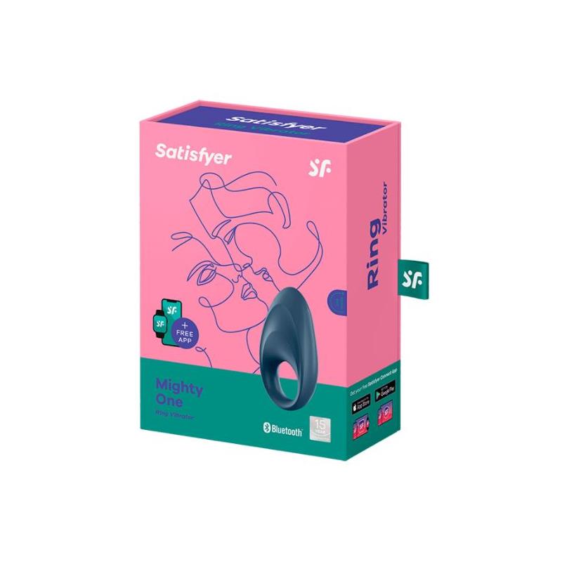 Mighty One Anillo Vibrador con APP Azul - Imagen 14