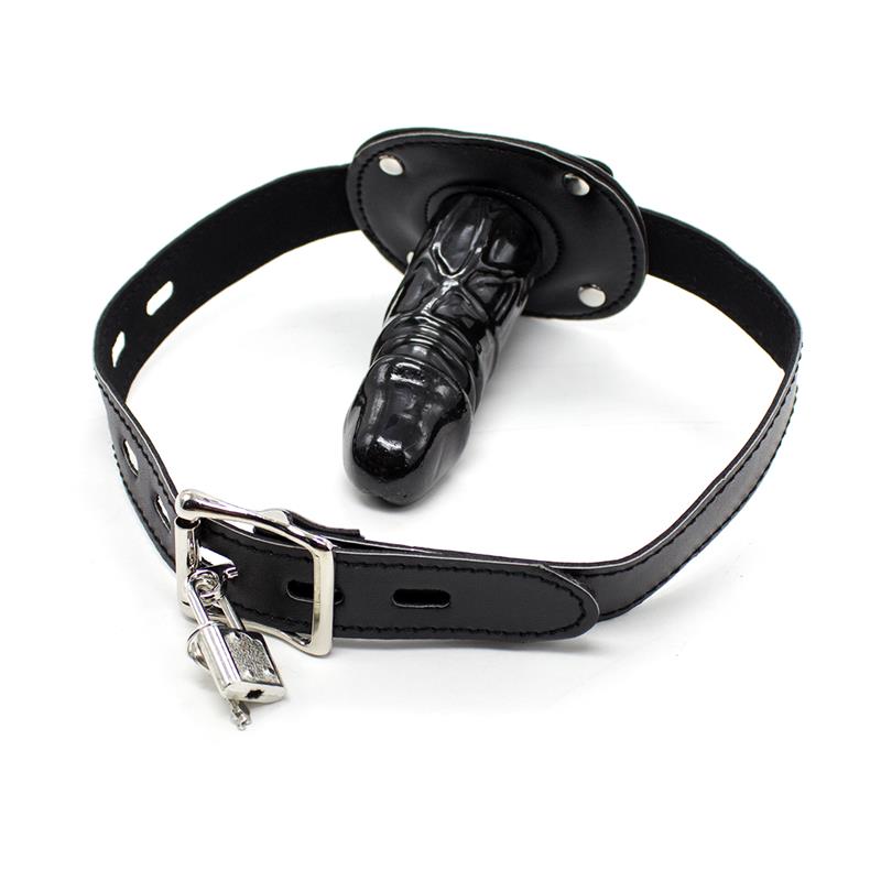 Mordaza con Candado y Forma de Pene 10 cm Grande Negro - Imagen 4