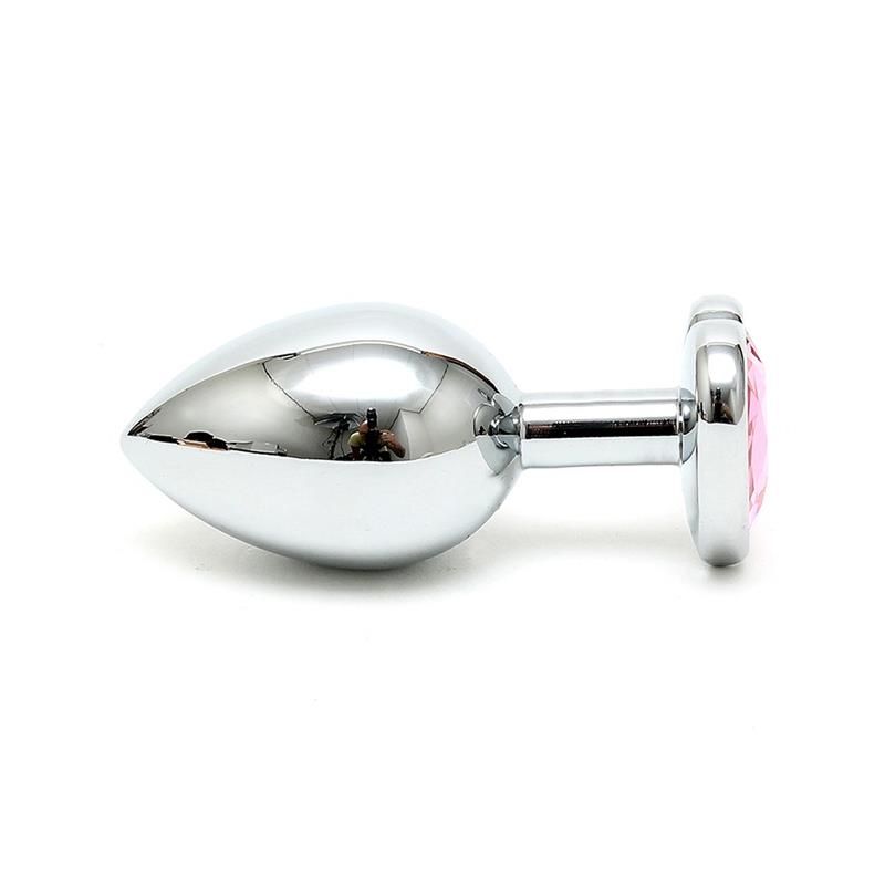 Plug Anal Acero Inox Cristal Corazón Rosa - Imagen 3