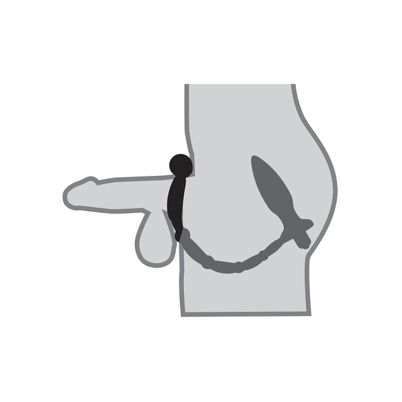 Plug Anal con Cadena y Vibración Ass-Kicker Negro - Imagen 3