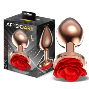 Rose Plug Anal Oro Rosa Base de Rosa Roja Talla L