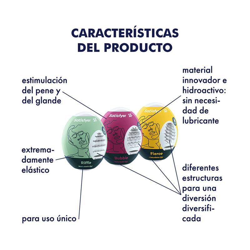 Set 3 Huevos Masturbador Riffle, Bubble y Fierce - Imagen 3