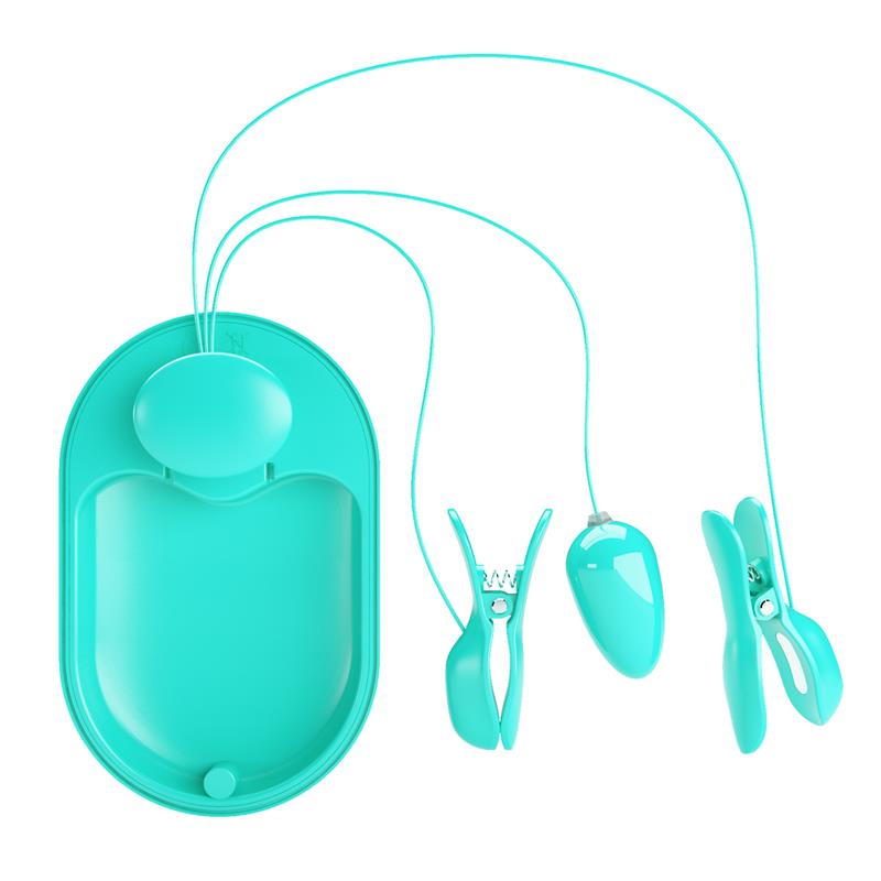 Surprise Box Huevo Vibrador y Pinzas para Pezones con Electro Estimulación Azul - Imagen 10