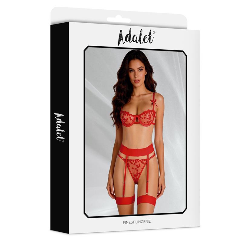 Yvonne Set Sujetador, Tanga y Liguero con Corazones Rojo - Imagen 10