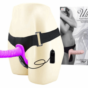 Ultra Passionate Harness doble pene con vibración Morado