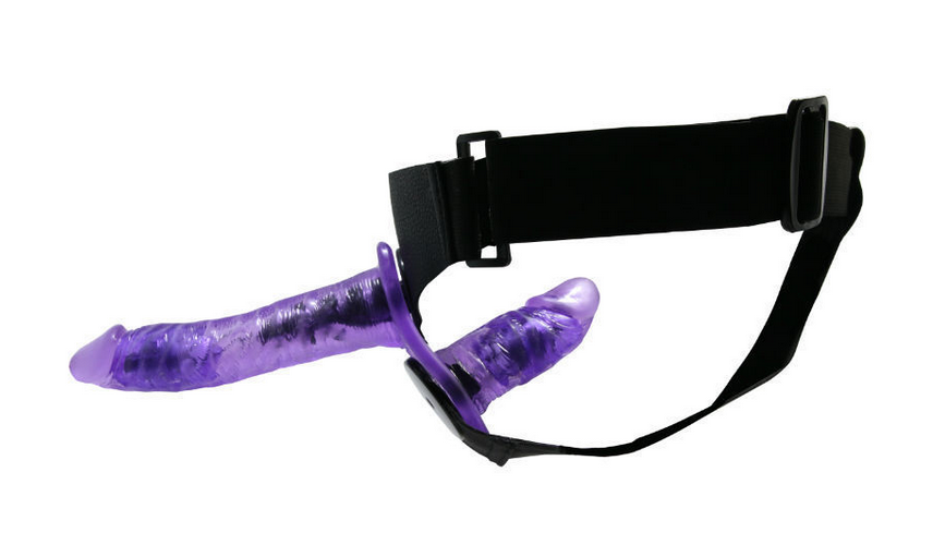Ultra Passionate Harness doble pene con vibración Morado - Imagen 4