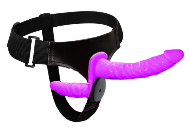 Ultra Passionate Harness doble pene con vibración Morado - Imagen 6