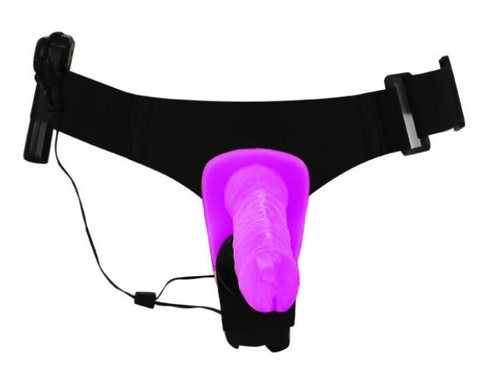 Ultra Passionate Harness doble pene con vibración Morado - Imagen 7