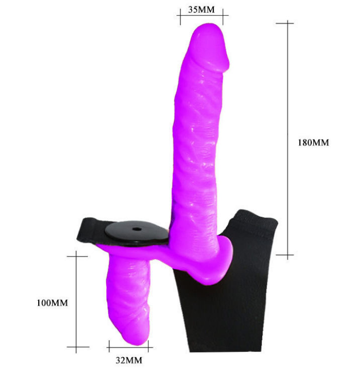 Ultra Passionate Harness doble pene con vibración Morado - Imagen 8
