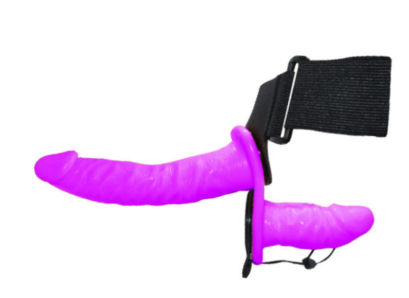 Ultra Passionate Harness doble pene con vibración Morado - Imagen 10