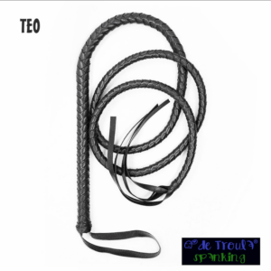 TEO látigo cuero negro trenzado 2 metros spanking De Troula