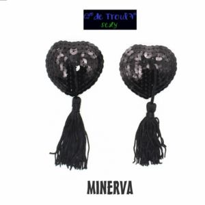 MINERVA pezoneras negras con borla De Troula