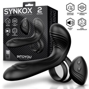Synkox Girth Gainer con Doble Anillo para el Pene con Vibración