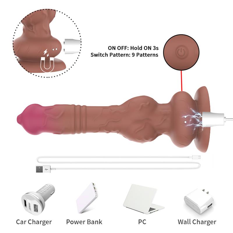 Dildo con Vibración y Movimiento Thrusting - Imagen 15