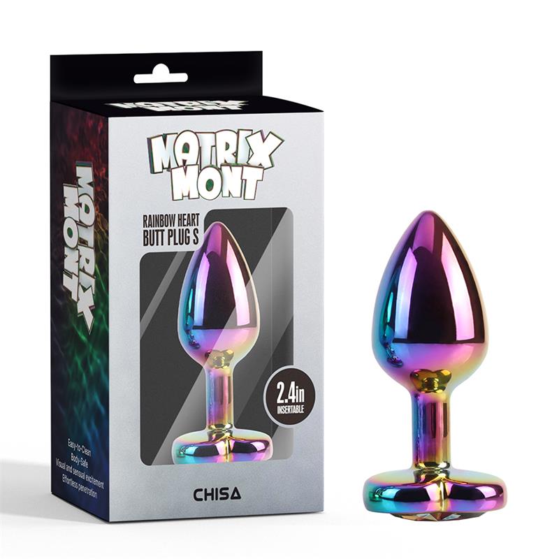 Rainbow Heart Plug Anal con Joya en la Base Talla S - Imagen 2