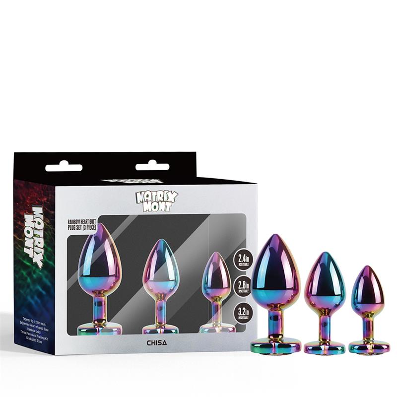Rainbow Heart Set de 3 Plugs Anales - Imagen 3