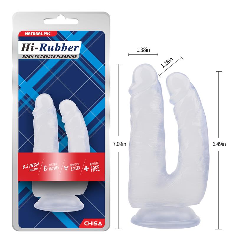 Dildo Doble 6.3 - 18cm Transparente - Imagen 2