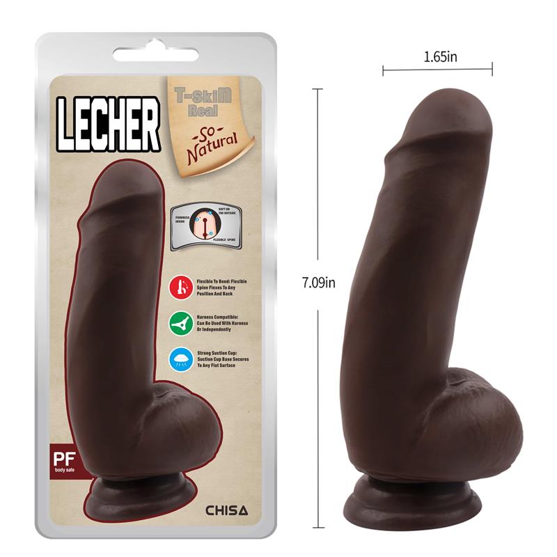 Lecher Dildo Dual Density Marrón 18cm - Imagen 3