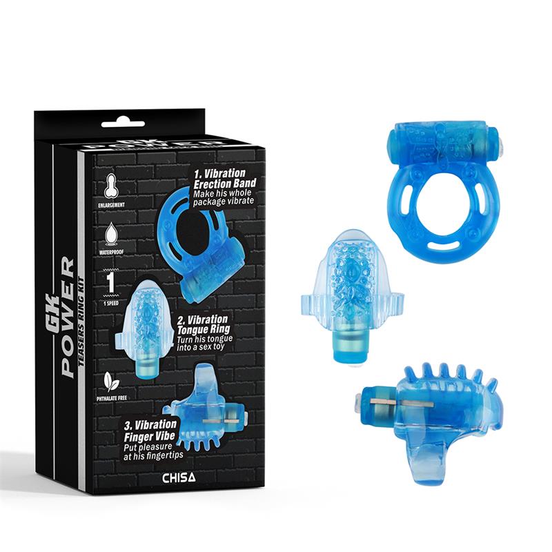 Teasers Ring Set de 3 Estimuladores con Vibración Azul